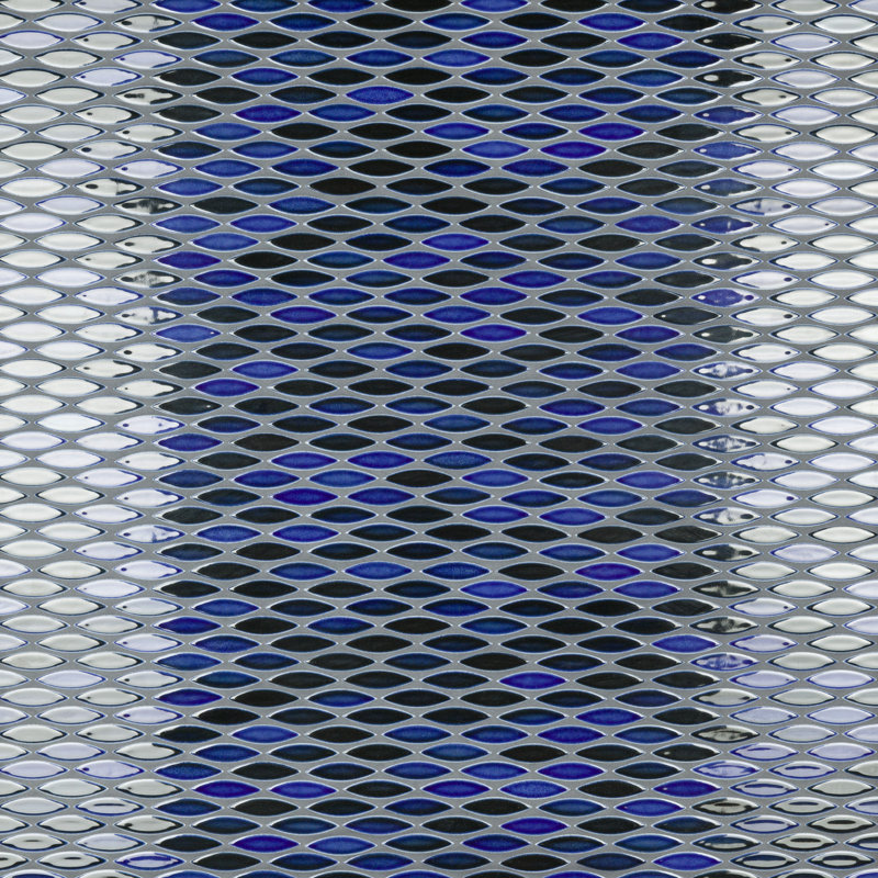 Pescado 12 " x 12-1/2 " Porcelain Mosaic Floor & Wall Tile, Glossy Azul