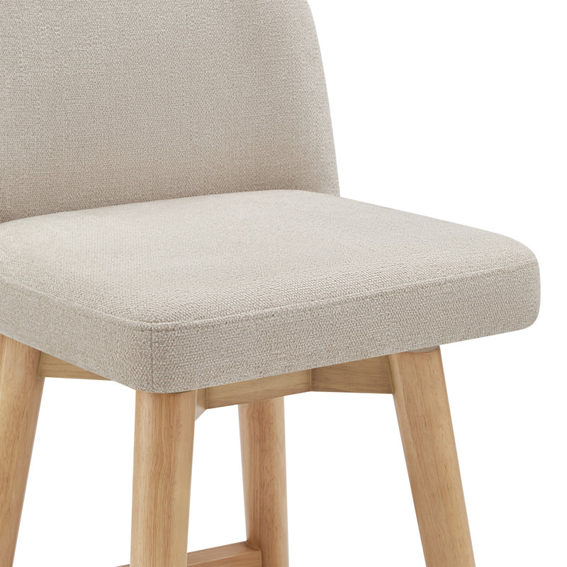 Upholstered Swivel Counter Stool(Set Of 2), Cream/Polyester