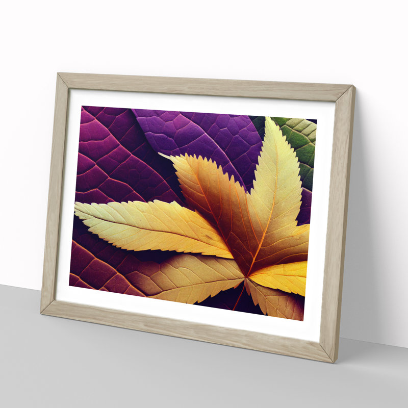 Legendary Autumn Leaf - Single Picture Frame Print, 25cm H x 34cm W x 2cm D, Oak Framed