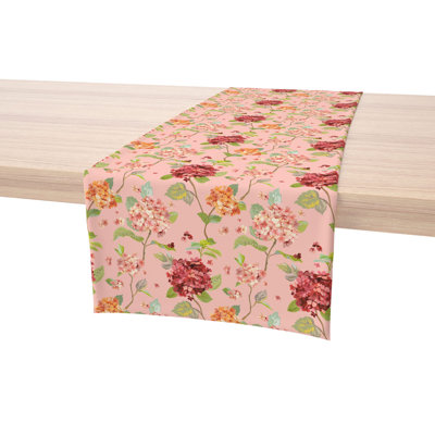 Table Runner, 100% Cotton, 16X108", Hydrangea Blossom