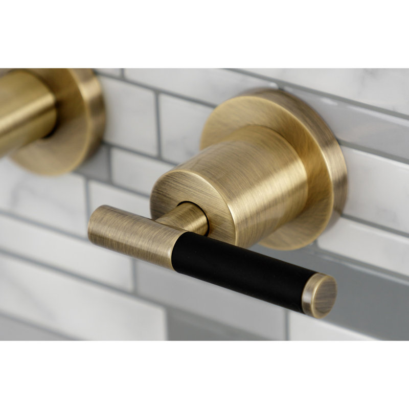 Kingston Brass Kaiser Two-Handle 3-Hole Wall Mount Roman Tub Faucet, Antique Brass