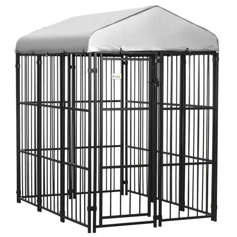 Chenil d'extérieur pour chien de 6 pi x 4 pi - Auvent robuste et imperméable, pour chenil moyen / grand, 4 pi, avec auvent