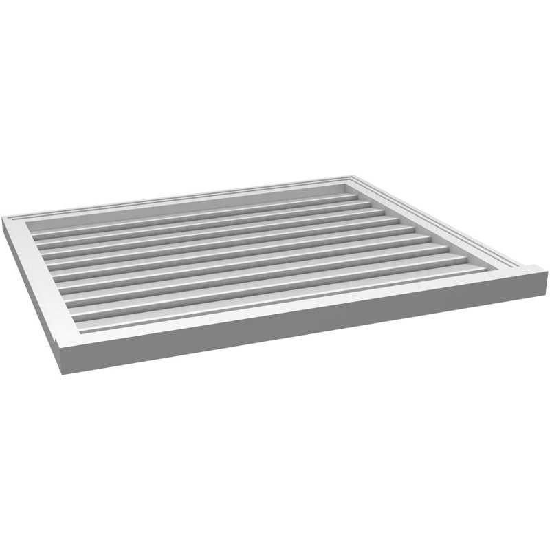 Évent à pignon fonctionnel en uréthane rectangulaire à fixation en surface, brun clair apprêté, H 32 po x l 38 po x P 2 po