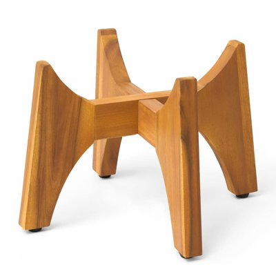 Arco 12"D Low Plant Stand - Golden Teak Finish