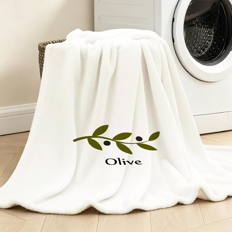 Jeté en flanelle transparente molletonné, imprimé olive, Jeté 30 po x 40 po