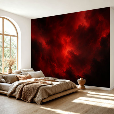 Wall Mural Peel and Stick Wallpaper Red Self-Adhesive Removable Contact Paper Wall Decor for Living Room Bedroom 69"H x 96"W