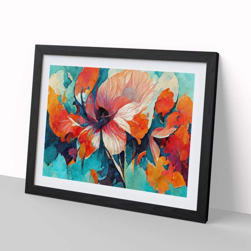 Flowers Abstract Vol.6 - Single Picture Frame Print, Black Framed, 46cm H x 64cm W x 2cm D