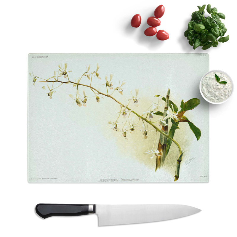 Tempered Glass Magnolia Flowers Illustration Tab. 95 by Frederick Sander Chopping Board, 28.5 cm x 20 cm