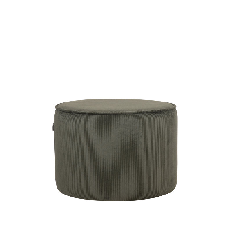 55cm Wide Round Solid Colour Pouffe Ottoman, Army Green