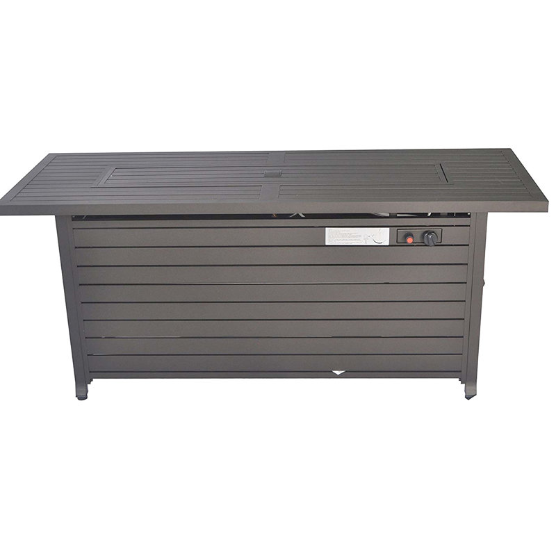 Table de foyer d'extérieur rectangulaire 50000BTU, 57 po au propane, avec couvercle et pare-vent, acier bronze, transformez votre jardin en un endroit magique, terrasse, patio, fête, camping, propane, 50000BTU, créer serein