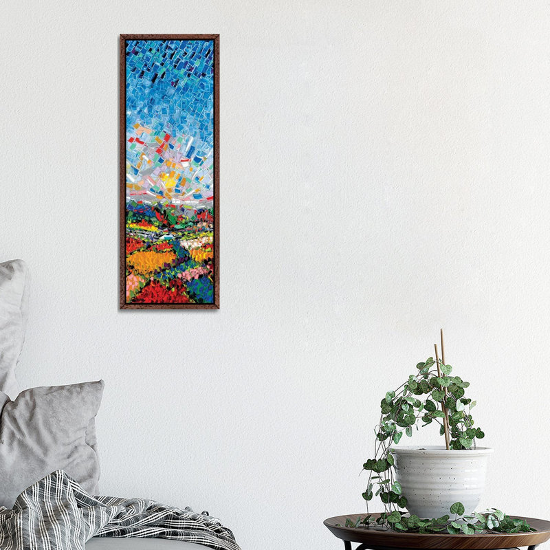 Glorious Fields by Joachim Mcmillan - Panoramic Painting on Canvas, Brown Framed, 91.44cm H x 30.48cm W x 3.81cm D