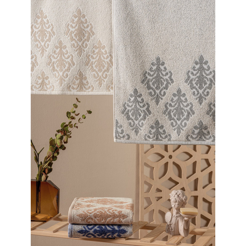 Premium Hand Towel Set (4 Pieces), Soft Beige, Blue, and Grey | 67% Cotton / 33% Polyester, 19.7 x 35.4 inches Each | Luxurious 18.9 oz/sq yd, Machine Washable at 86°F | Perfect for Home, Spa, and Gym Use