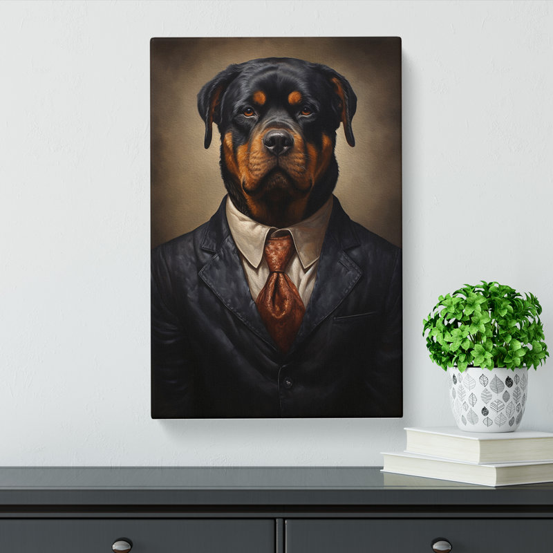Rottweiler In A Suit - Wrapped Canvas Print, 50cm H x 35cm W x 3cm D