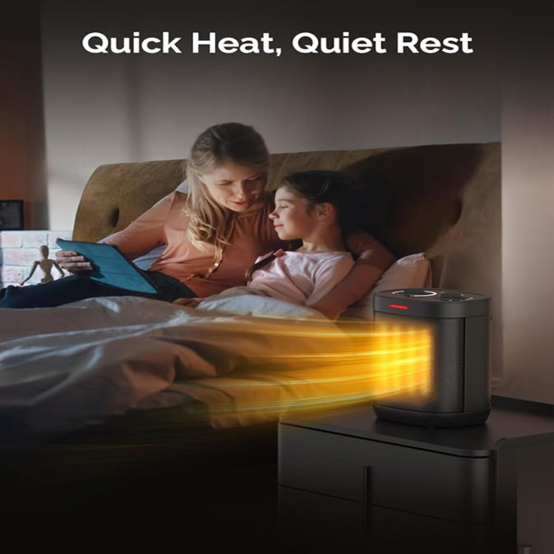 1500W Space Heaters For Indoor Use, Portable PTC Ceramic Space Heater, Small Space Heater With Thermostat, Three Modes, Overheat And Tip-Over Protection For Office Home