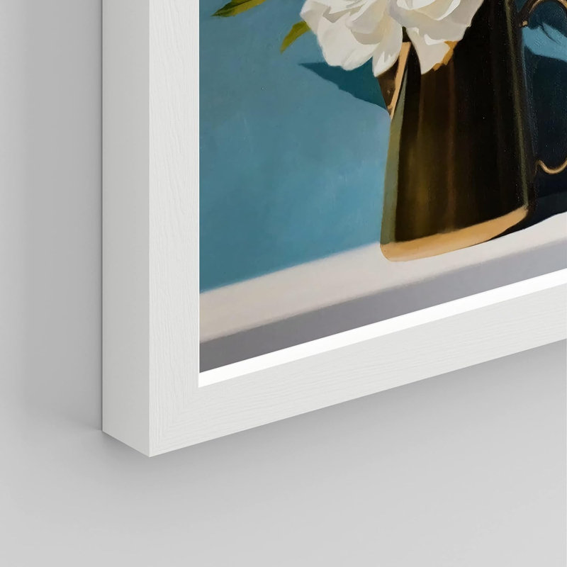 «White Flowers In Vase Wall Art Floral Botanical Prints Decor For Living Room, encadré sur papier», Blanc