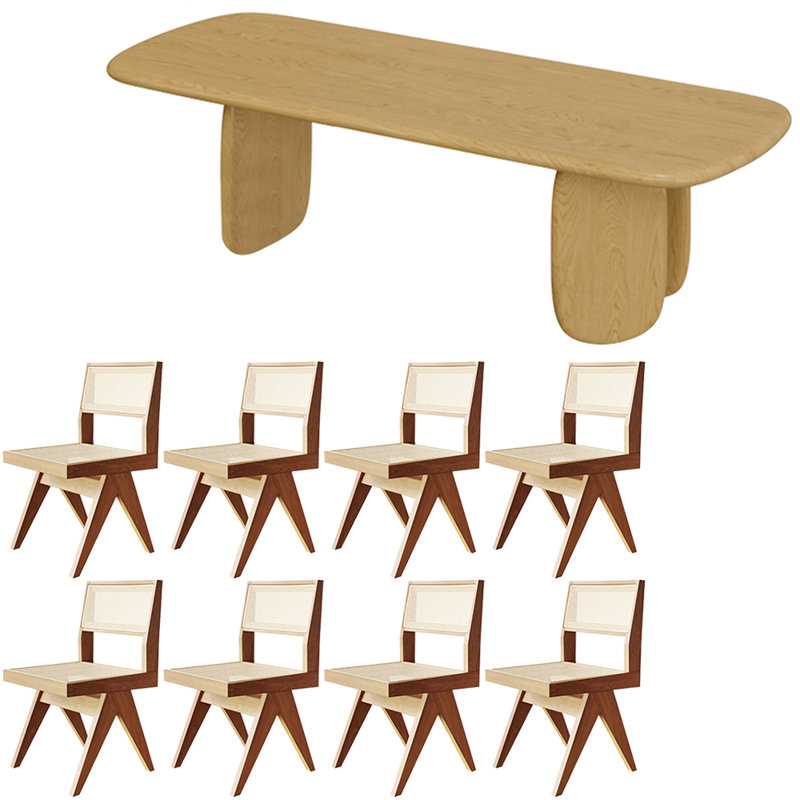 Ensemble de table à manger moderne et simple en bois massif., H 29,5 po x L 94,4 po x l 31,4 po