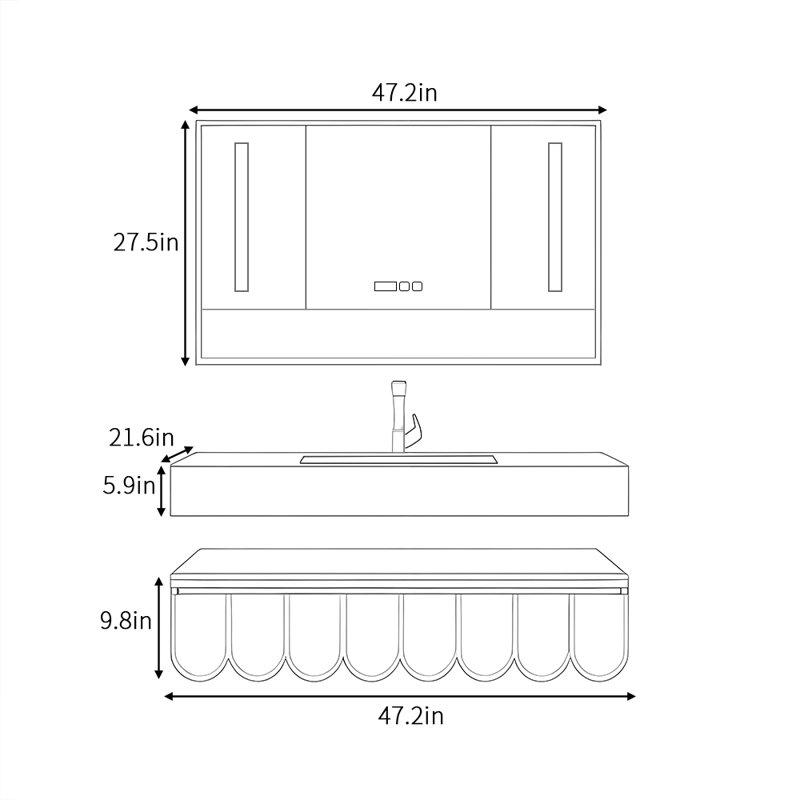 Simple and modern style bathroom cabinet, 47"
