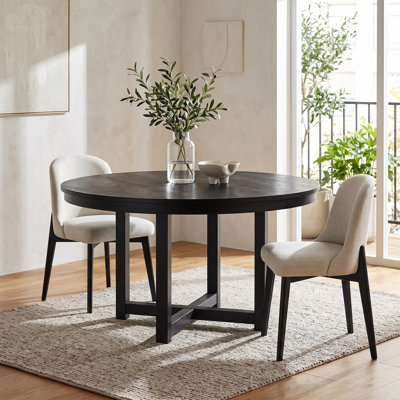 Table de salle à manger ronde 60 po avec 2 chaises noires