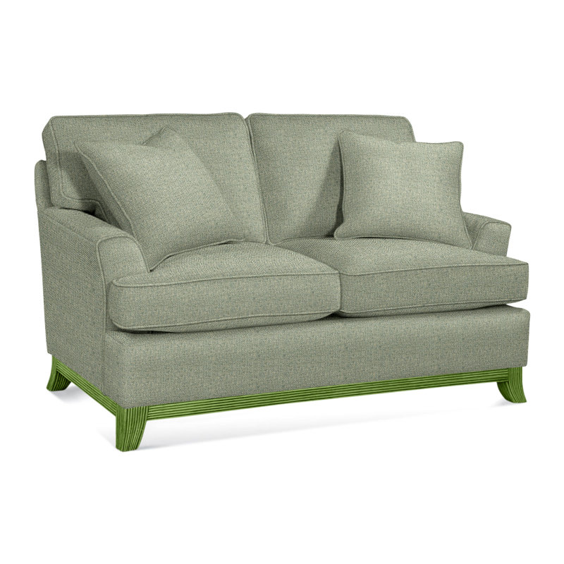 Oaks Way Loveseat, Green Performance Fabric; 0851-54, Coffee Finish