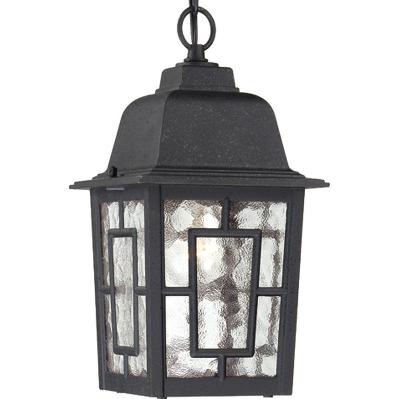 Lanterne suspendue d'extérieur à une ampoule de H 10,75 po Enloe, Noir texturé