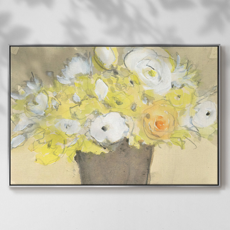 Table Bouquet II, H 27 po x l 41 po x P 2 po, Toile avec cadre argenté