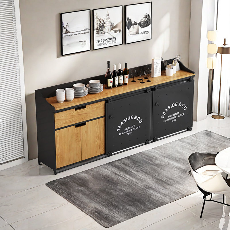 Erfan Sideboard, Black, 35.43" H x 78.74" W x 15.74" D