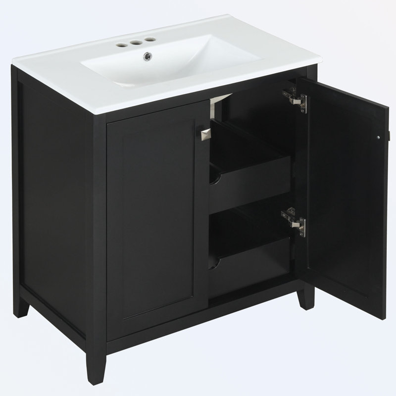 Ensemble de meuble-lavabo autoportant avec 2 portes et 2 tiroirs
