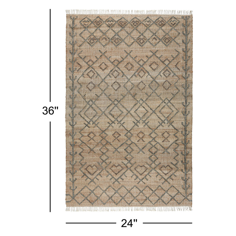 Manistique Jute / Sisal Moroccan Area Rug in Gray/Brown, Rectangle 2' x 3'