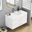 Meuble-lavabo mural 36 po avec deux tiroirs, fermeture en douceur, lavabo en céramique, installation facile