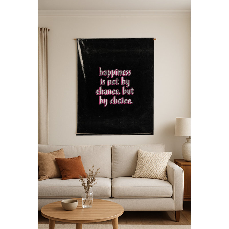 Le bonheur n'est pas une question de chance, mais de choix — Tapisserie murale tissée géométrique low-poly — Portrait