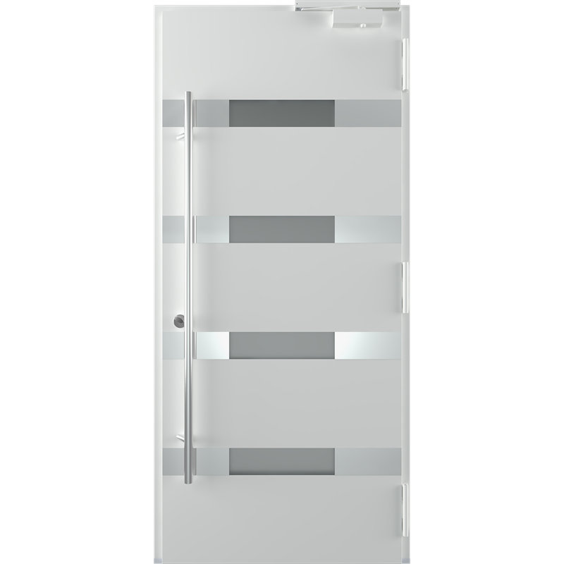 Porte avant en acier Aura moderne avec panneau latéral gauche-droite, Brun / Blanc, Droite / vers l'intérieur