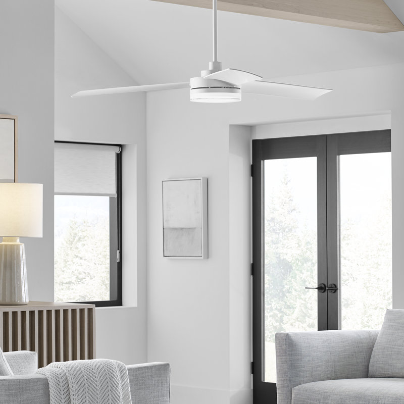 56'' Cirque LED Standard Ceiling Fan with Remote Control and Light Kit Included, Matte White