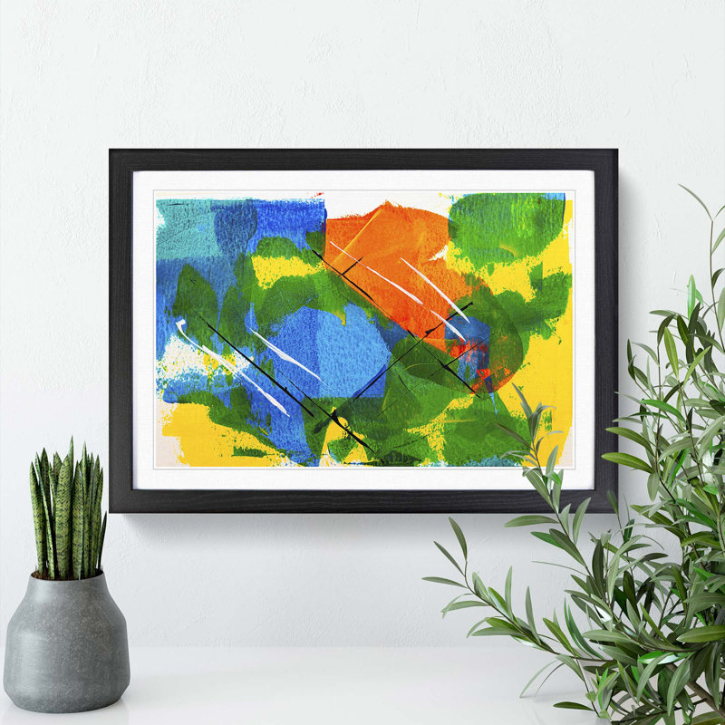 Abstract Art Painting Vol.476 by S.Johnson - Picture Frame Painting Print, Black Framed, 48cm H x 65cm W x 2cm D