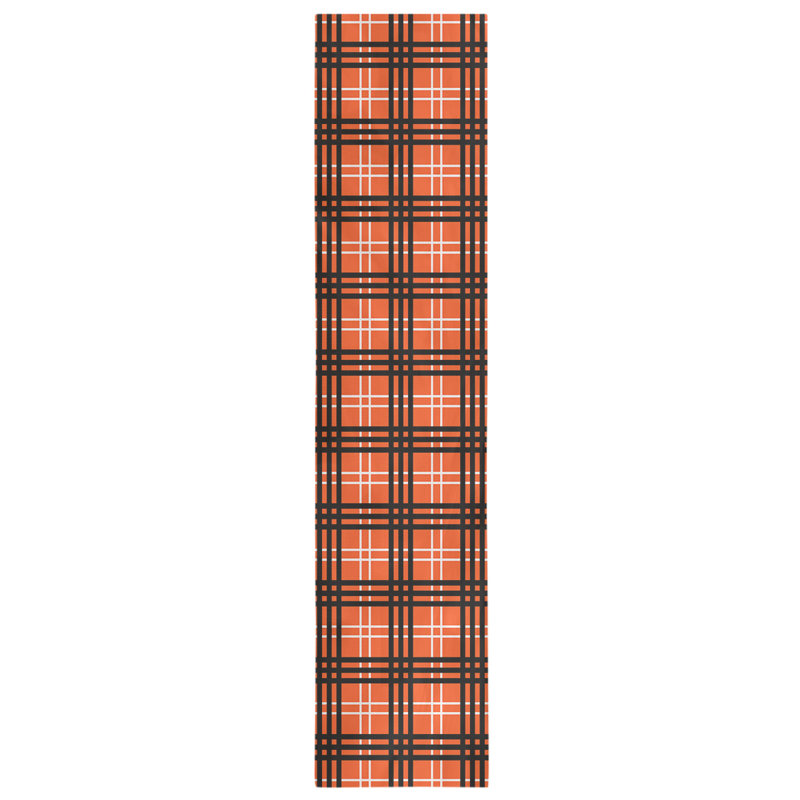 Chemin de table en polyester payant, L 72 po x l 16 po, Orange / blanc / noir