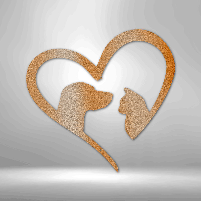 Décoration murale en métal découpé au laser pour animaux de compagnie Pet Love Cat, H 23 po x l 23,5 po x P 0,5 po, Cuivre