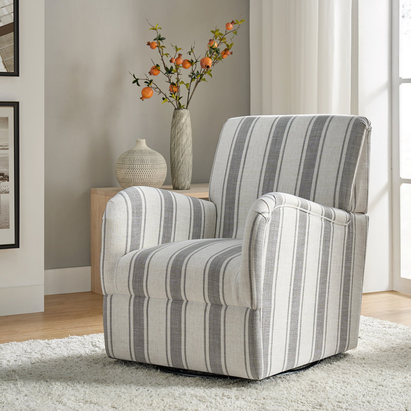 Arching 28'' Modern Farmhouse Wide Swivel Armchair, Gray