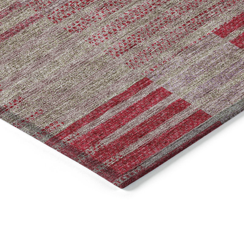 Aleid Washable Striped Indoor / Outdoor Rug, Round 8'