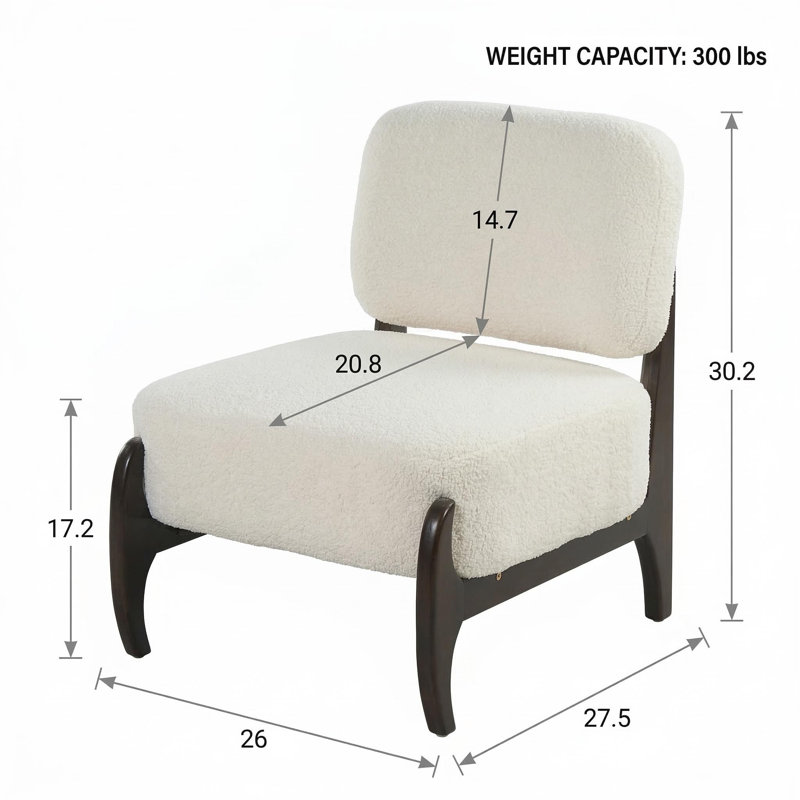 Méridienne moderne 26 "avec structure en bois massif, Blanc