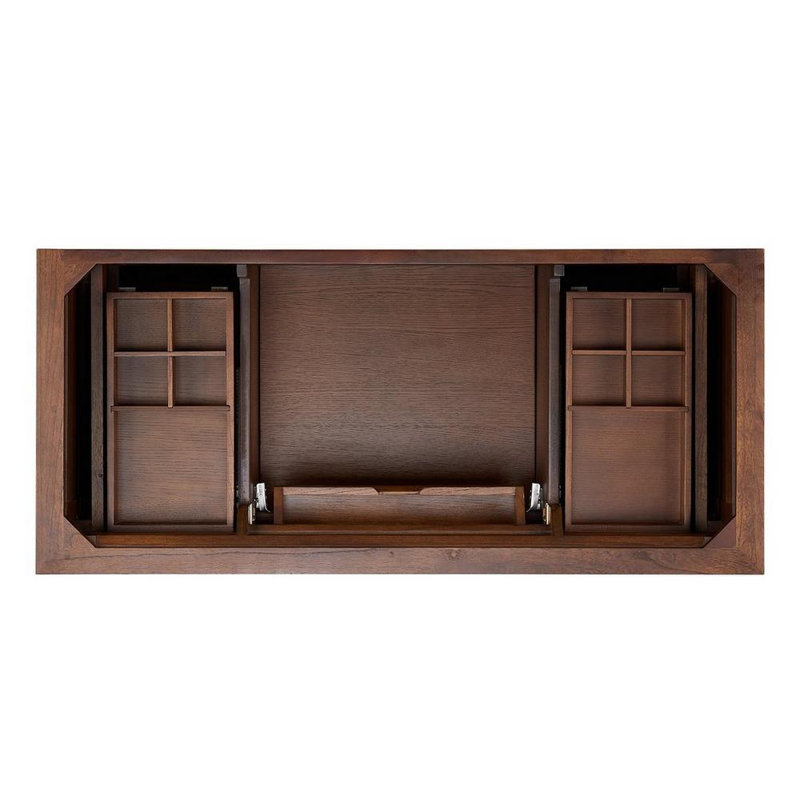 Claudia 48" Mahogany Single Basin Vanity Set with Cabinet, Vanity Top, Arctic White Quartz, Antique Coffee, Single-Hole