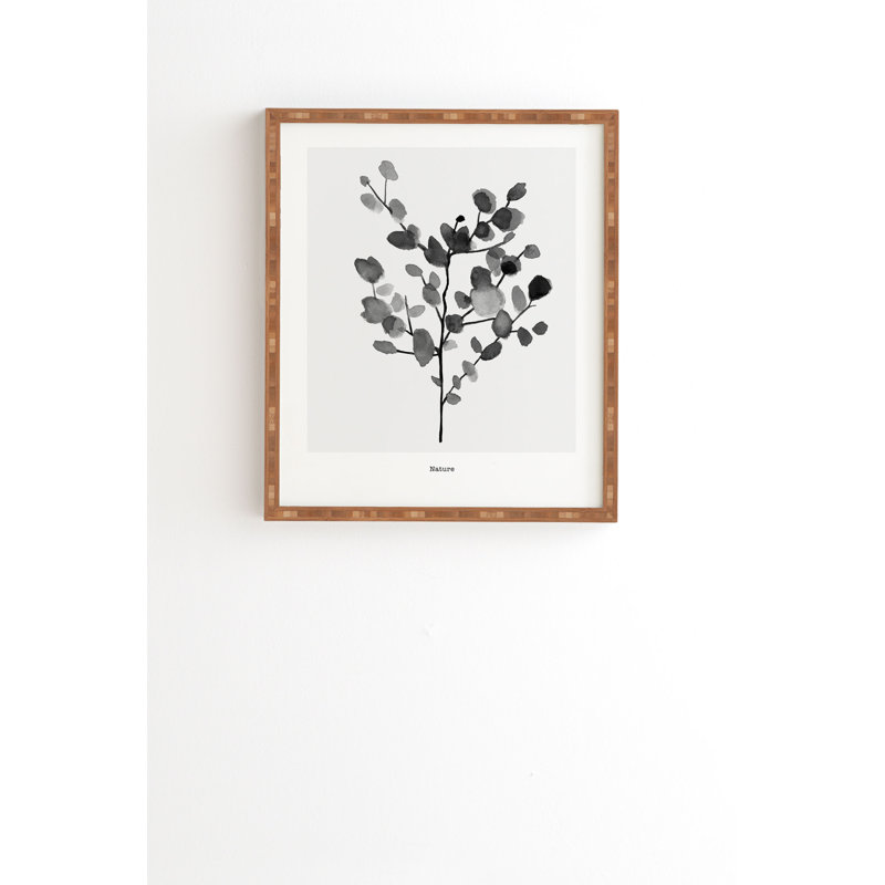 «Watercolor Leaves» par Summer Sun Home Art - impression, Armature en bambou, H 12 po x l 12 po x P 2 po, Pas de tapis