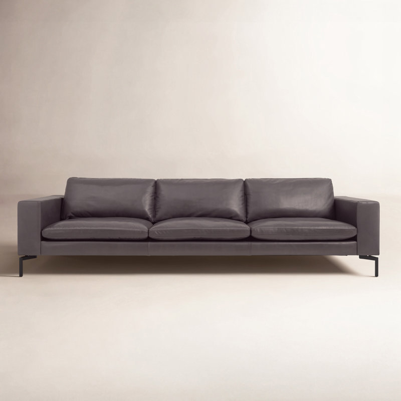 New Standard Upholstered Sofa, Dark Brown Genuine Leather, 32" H x 104" W x 35" D
