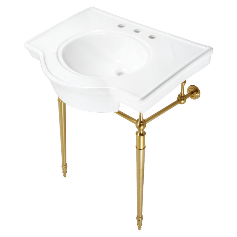 Lavabo de salle de bain en U Edwardian, Laiton brossé