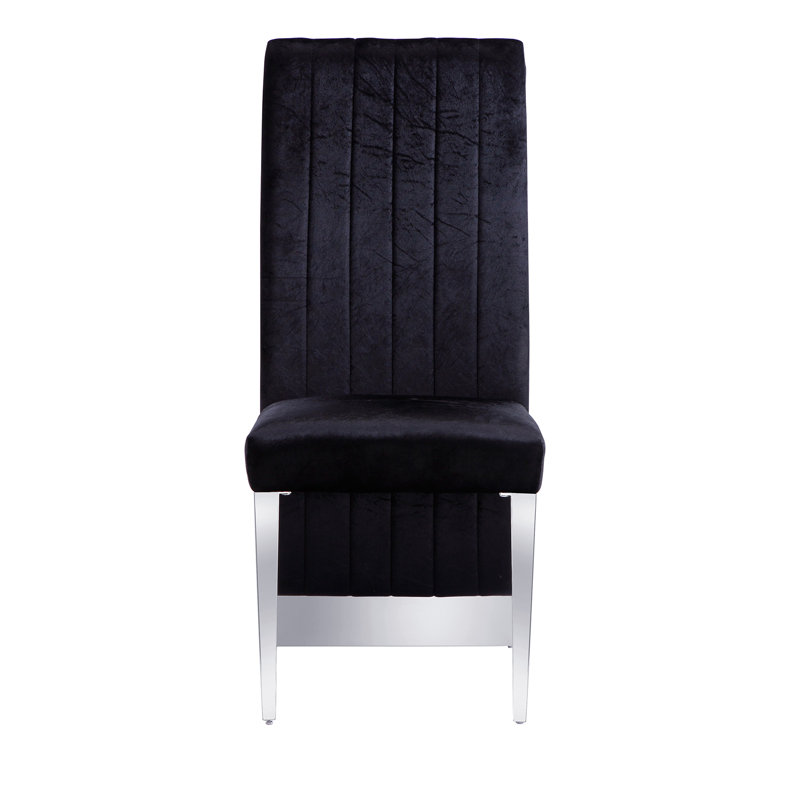 Parsons Chair Dining Chair, Black, Silver