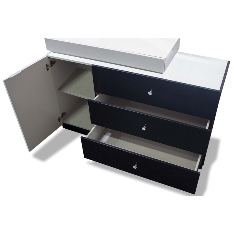 Ensemble de commode blanche et noire 54 "avec miroir Athlone 