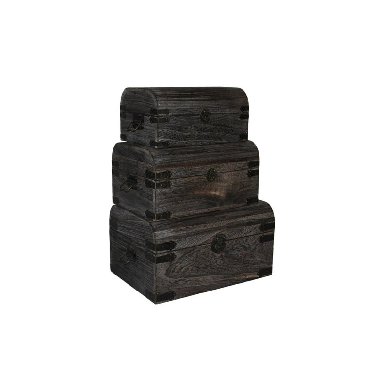 Dermott 3 Piece Solid Wood Vintage Trunk