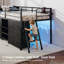 Lit mezzanine simple pour enfant avec éclairage à DEL, 10 tiroirs et 3 tablettes ouvertes pour enfants-129171891