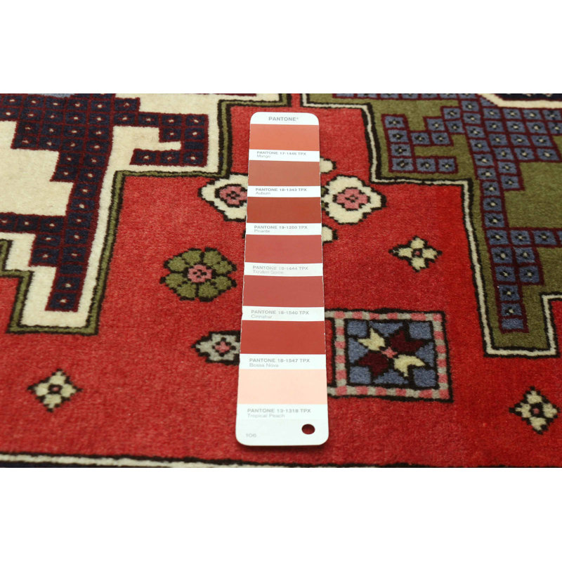 Tapis rouge rétro Kayseri 3 pi 6 po x 5 pi 2 po