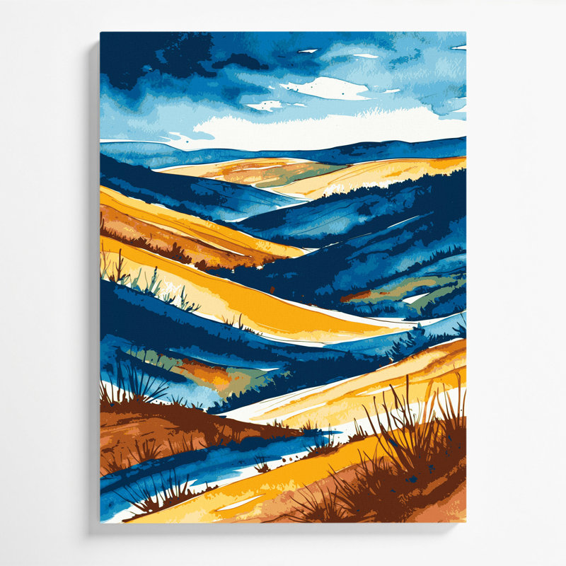 Aquarelle, paysage 1, art mural sur toile grise, H 11 po x l 14 po