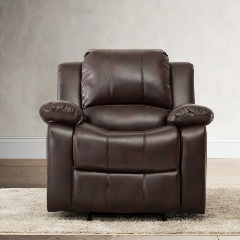 Fauteuil inclinable et oscillant en cuir Charlott, Brun foncé