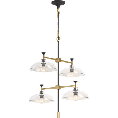 Tone 4 Light Chandelier with Domed Glass Shades, 24" Length